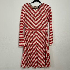 BCBG Maxazria Kristina Orange & Cream Chevron‎ Eyelet Lined Dress Women’s Large
